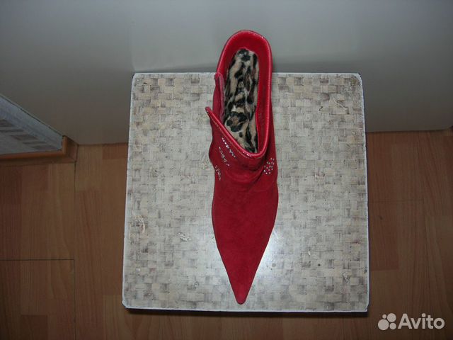 Сапоги замшевые красные, 38р