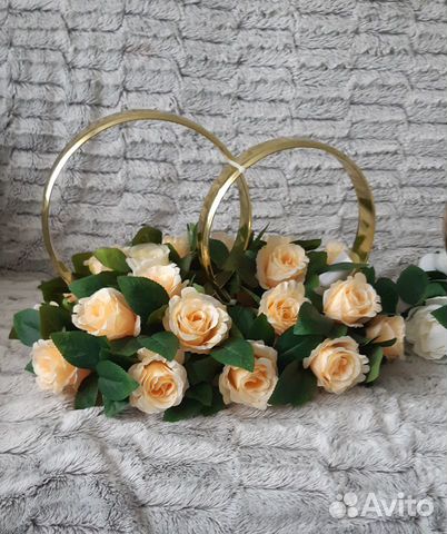 Украшения для свадебных авто Кольца букеты фатин