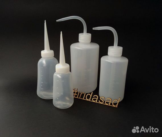 Бутылочки для полива с носиком 100, 250, 500мл, 1л