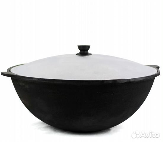 Казан чугунный 10 литров, плоское дно, Наманган