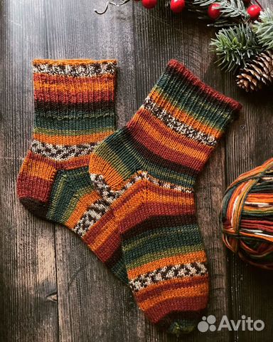 Носки ручной вязки шерстяные