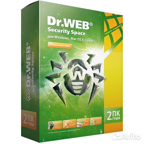 Антивирус Dr. Web Security Space 2 Года на 1 пк