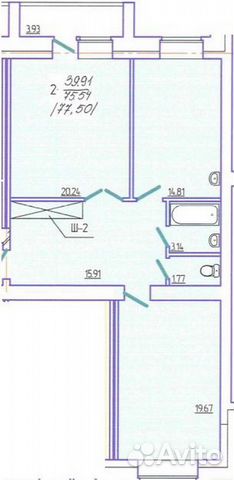 2-к квартира, 77.5 м², 5/8 эт.