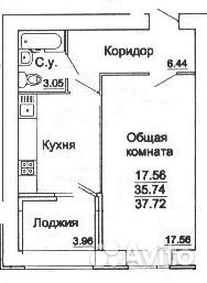 1-к квартира, 38.3 м², 9/13 эт.