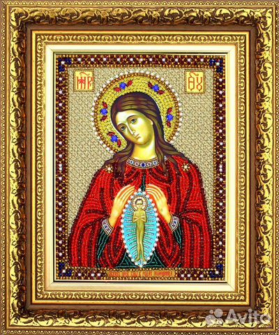 Икона вышитая: Божия Матерь Икона вышитая: Божия Матерь
