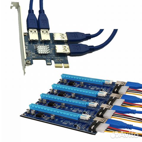 Расширитель портов PCI-E с 1 на 4 (сплиттер)