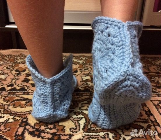 Домашние вязаные тапочки Домашние вязаные тапочки