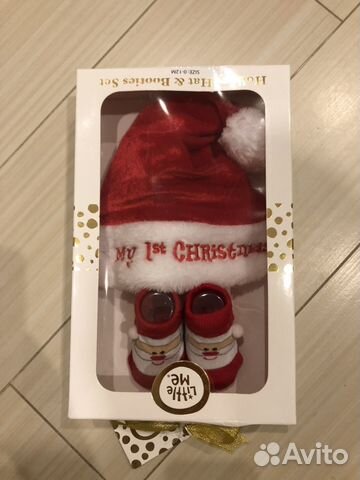 Шапочка и носочки My First Christmas 0-12 мес Шапочка и носочки My First Christmas 0-12 мес
