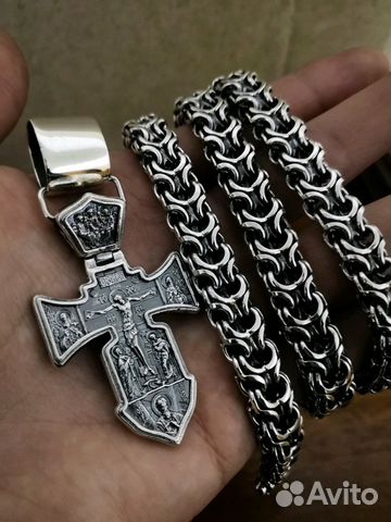 Серебряная цепь и крест Серебряная цепь и крест