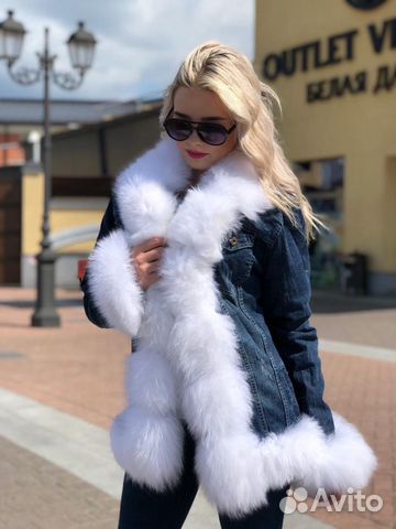 Джинсовая куртка с мехом песца