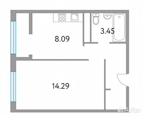 1-к квартира, 33.5 м², 4/9 эт. 1-к квартира, 33.5 м², 4/9 эт.