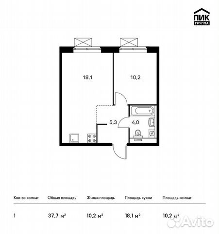 1-к квартира, 37.7 м², 2/25 эт.