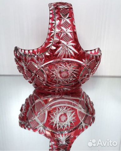 Большая Корзинка,цветной хрусталь,Германия Большая Корзинка,цветной хрусталь,Германия