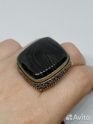 Новое серебряное кольцо с натуральным агатом Новое серебряное кольцо с натуральным агатом