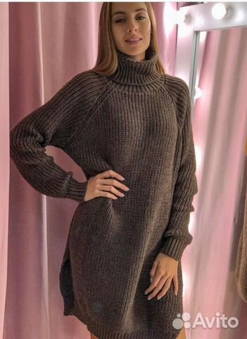 Платье свитер вязаное