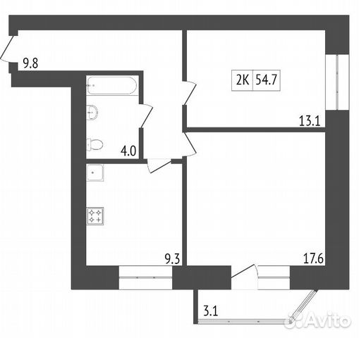 2-к квартира, 54 м², 9/16 эт. 2-к квартира, 54 м², 9/16 эт.