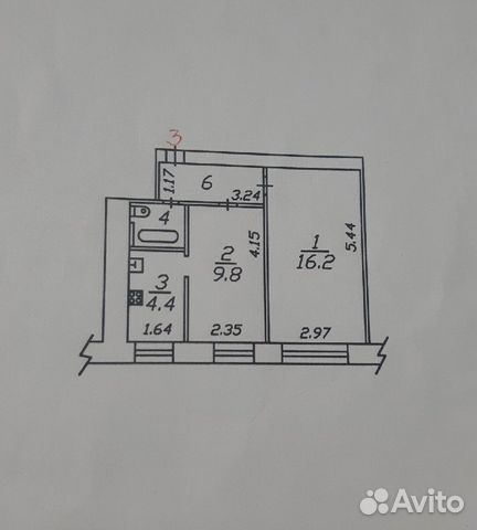2-к квартира, 36.5 м², 1/3 эт.