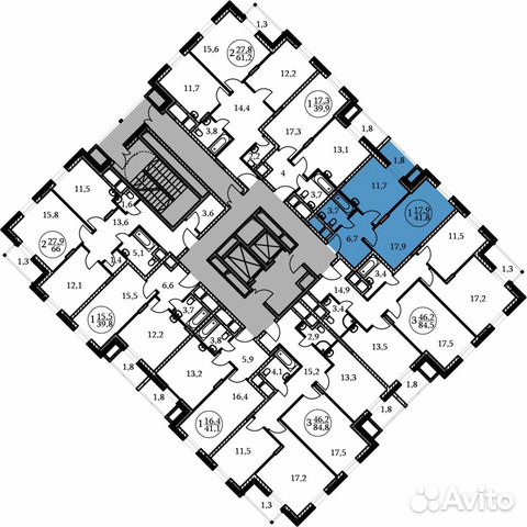 1-к квартира, 41.8 м², 5/17 эт.