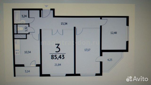 3-к квартира, 85 м², 20/20 эт.