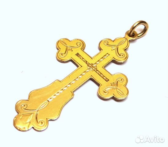 Крупный антикварный крест из золота 56 пробы
