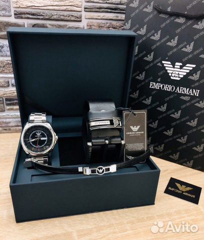 Подарочный набор Armani (часы, браслет, ремень)
