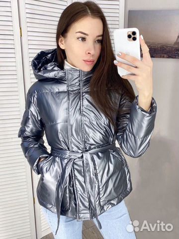 Куртка весенняя с капюшоном металлик