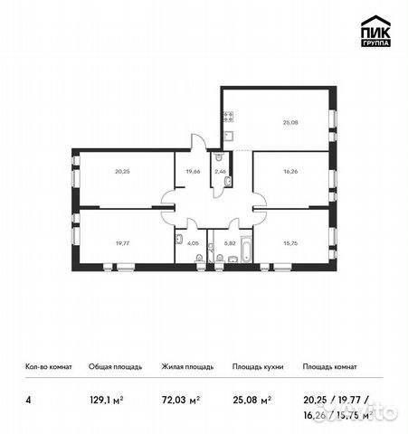 4-к квартира, 129.1 м², 17/18 эт. 4-к квартира, 129.1 м², 17/18 эт.