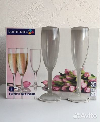 Бокалы для шампанского новые 3 шт luminarc Бокалы для шампанского новые 3 шт luminarc