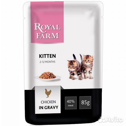 Корм для котят royal farm курица в соусе конс. пау