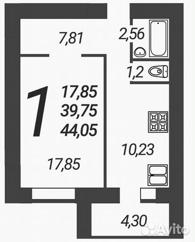 1-к квартира, 39.8 м², 8/10 эт. 1-к квартира, 39.8 м², 8/10 эт.
