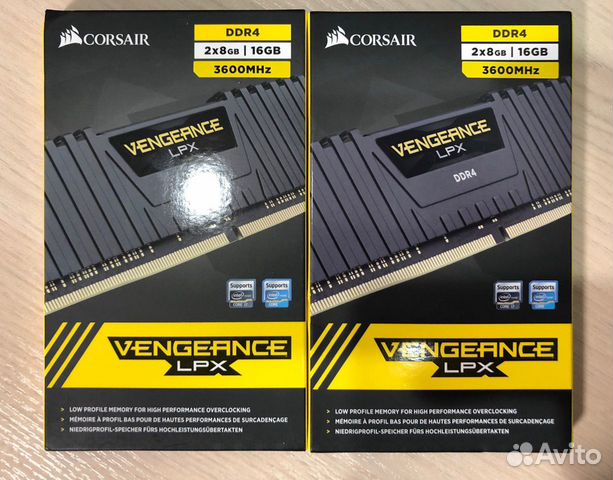 Оперативная память Corsair (2x8GB, DDR4, 3600 мгц)