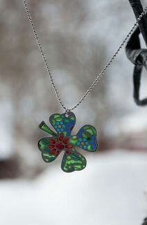 Подвеска Клевер Ag 925, японская эмаль