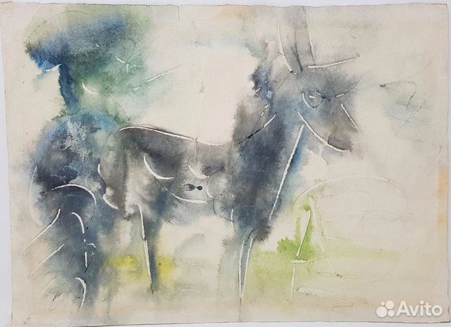 Анатолий Зверев. Акварель «Лошадка», 1983
