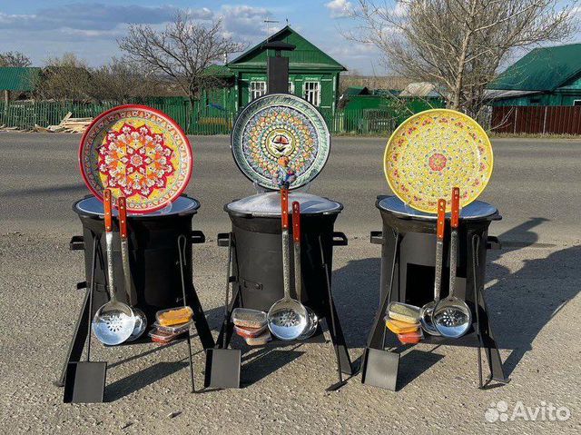 Казан чугунный с печкой