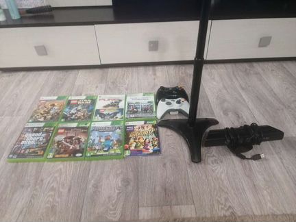 Xbox 360приставка+2геймпада+кинект+9игр