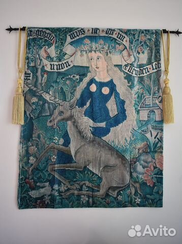 Гобелен -Дикая женщина с единорогом,готика
