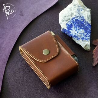 Чехол для пачки сигарет и зажигалки. Кожа