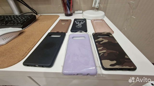 Чехлы для Samsung galaxy s10 plus (б/у) +стекло