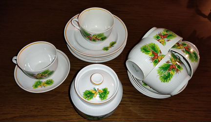Чайный сервиз с ёлочками на 6 персон новый