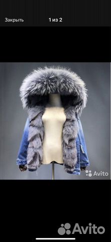 Парка джинсовка с натуральным мехом