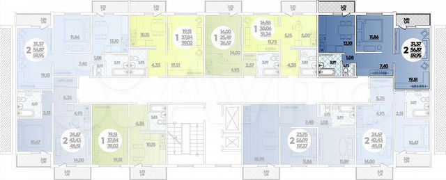 2-к. квартира, 60 м², 8/16 эт.