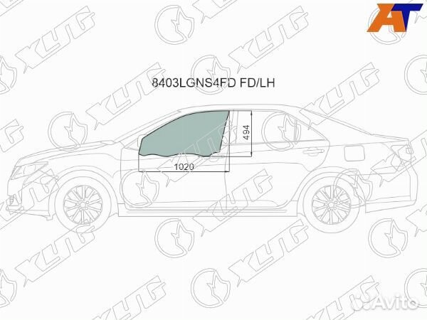 Стекло боковое опускное toyota camry europe/russia