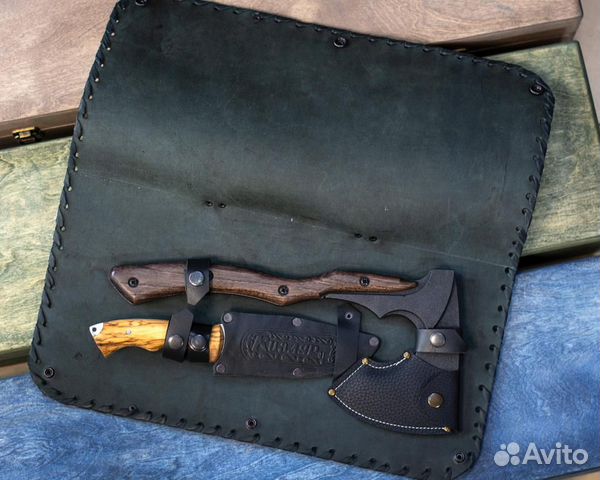 Набор Нож Топор Сумка натуральная кожа