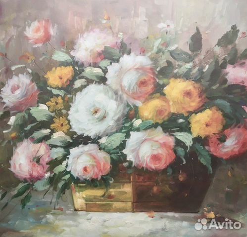 Картина Букет роз, на холсте маслом, 60х90