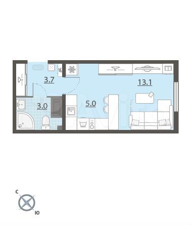 Квартира-студия, 24,5 м², 23/25 эт.
