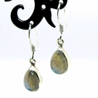 Серьги лабродарит каплевидный