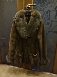 Дубленка женская цвет орех, воротник песец