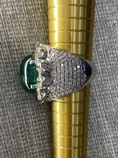 Кольцо с бриллиантом 4,5 карат изумруд 9,6 карат