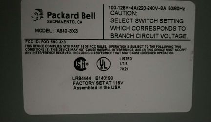 Компьютер Packard Bell