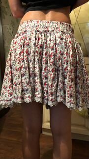 Юбка летняя на резинке белая в цветочек размер s